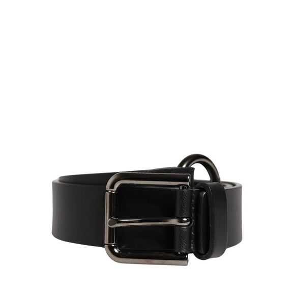 Dolce & Gabbana Men Black Calfskin Leather Metal Buckle Men's Belt